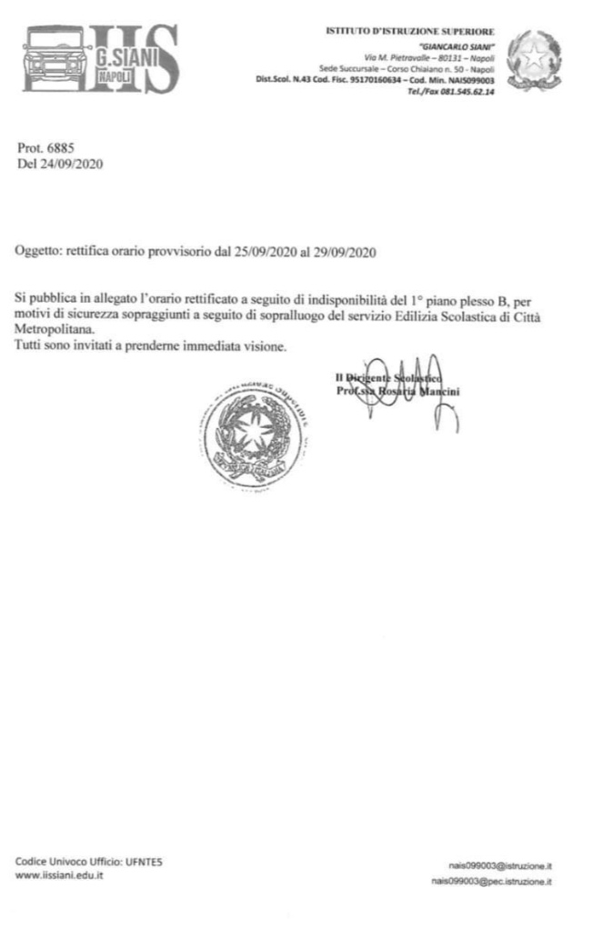 ordinanza siani