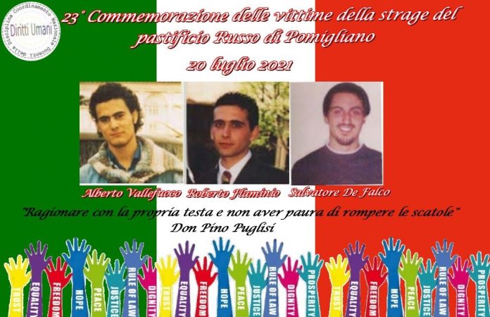 Locandina 23° Commemorazione delle vittime della strage del pastificio Russo