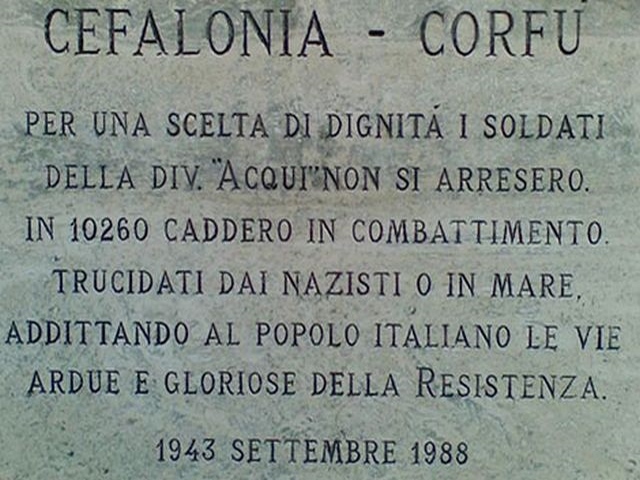 Lapide Martiri di Cefalonia e di Corfù
