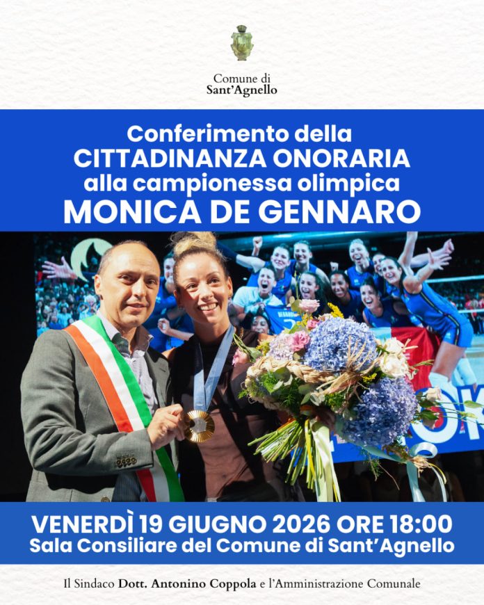 Locandina cittadinanza onoraria Monica De Gennaro - Sant'Agnello