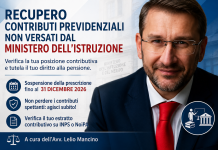 Recupero dei contributi previdenziali non versati dal Ministero dell’Istruzione: attenzione alla scadenza del 31 dicembre 2026