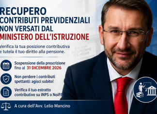 Recupero dei contributi previdenziali non versati dal Ministero dell’Istruzione: attenzione alla scadenza del 31 dicembre 2026